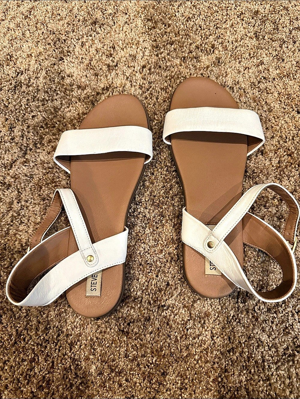 Steve Madden Strappy Sandals in White & Brown US 9.5
